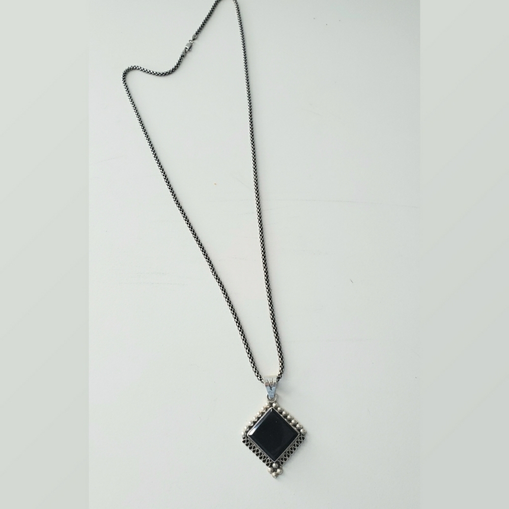 Milor Garnet Medallion Necklace Sterling Silver